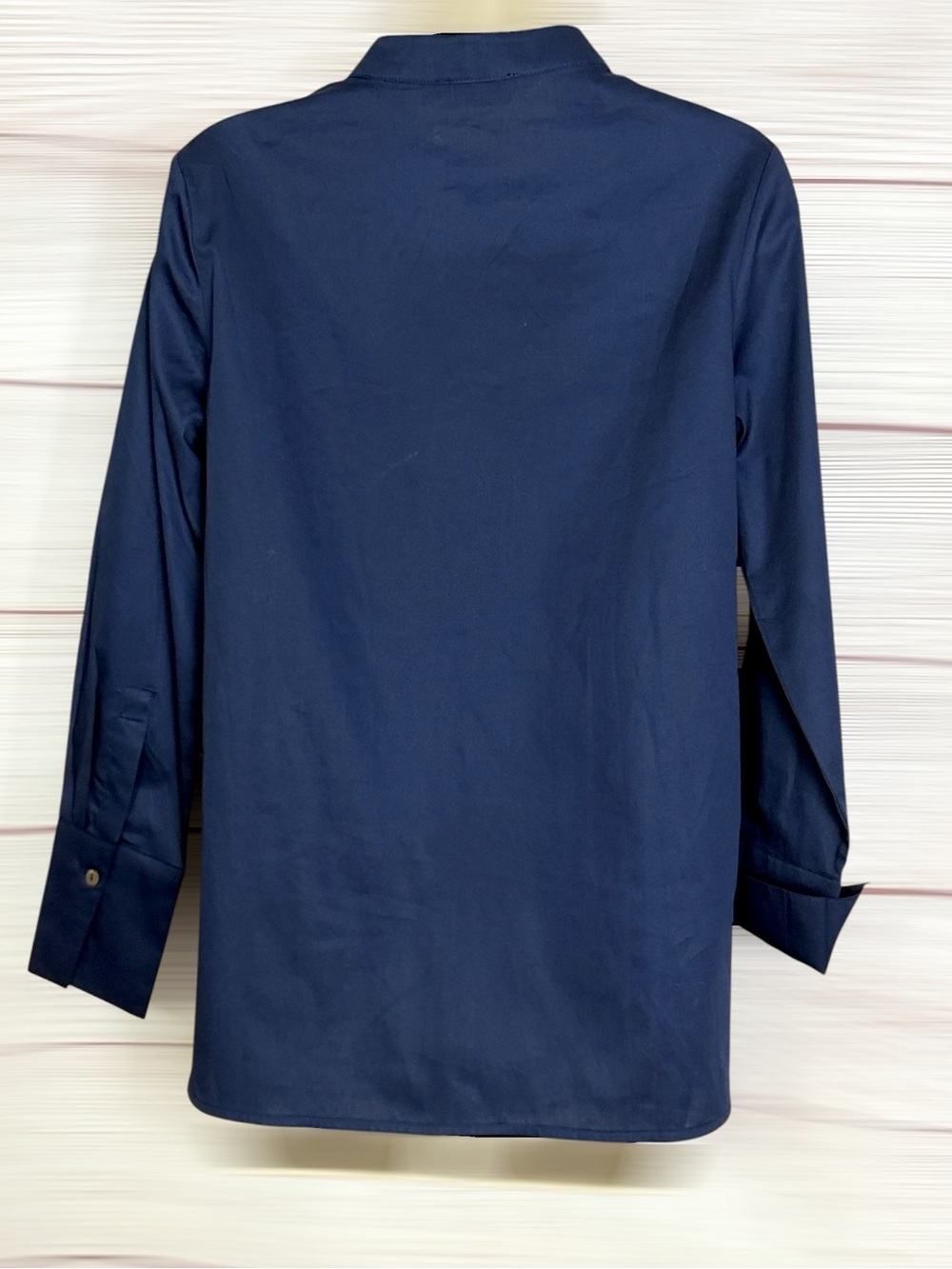 Harshman Popover Ellis Blouse Tunic XS Navy Blue Cotton French Cuff NWOT - Picture 7 of 12
